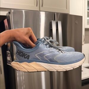 Hoka Light Blue and Cream Athletic Shoes
